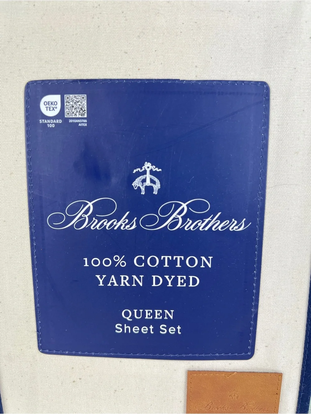 Brooks Brothers Queen Sheet Set Sage Green White Plaid 100% Cotton 4 Pc NEW